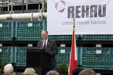 Governor Bentley speaks at a REHAU press conference announcing an earlier expansion on January 14, 2013