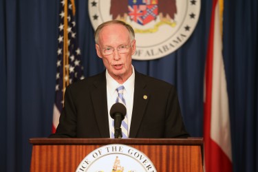 Alabama Governor Robert Bentley holds a press conference at the State Capitol in Montgomery and makes remarks in regard to the announcement that the State of Alabama filed a lawsuit against the federal government for failing to comply with the Refugee Act of 1980. Thursday, January 7, 2016. (Governor's Office, Daniel Sparkman)