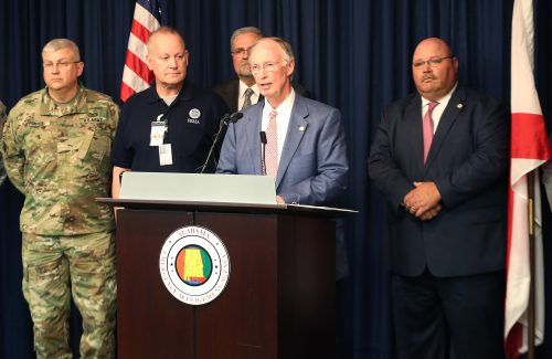 Alabama Governor Robert Bentley participates in the statewide 2016 Hurricane Exercise at the Alabama Emergency Management Agency on Wednesday, May 19, 2016. The purpose of this hurricane exercise is to simulate the ability of the Alabama Emergency Management Agency to coordinate state resources to respond to a natural disaster. (Governor's Office, Daniel Sparkman)
