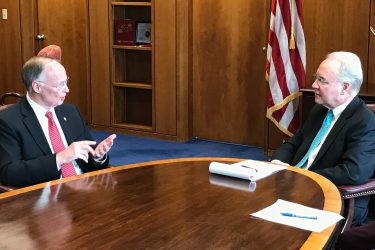 Alabama Governor Robert Bentley meets with U.S. Health and Human Services Secretary Tom Price at HHS headquarters in Washington, D.C. on Monday, March 20, 2017.